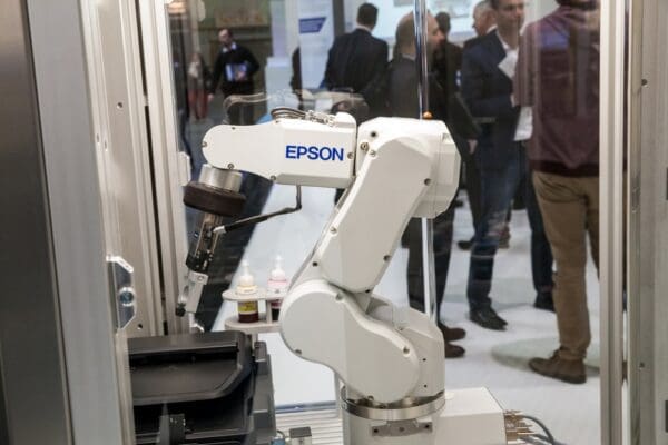 Epson industrial robot hand on exhibition